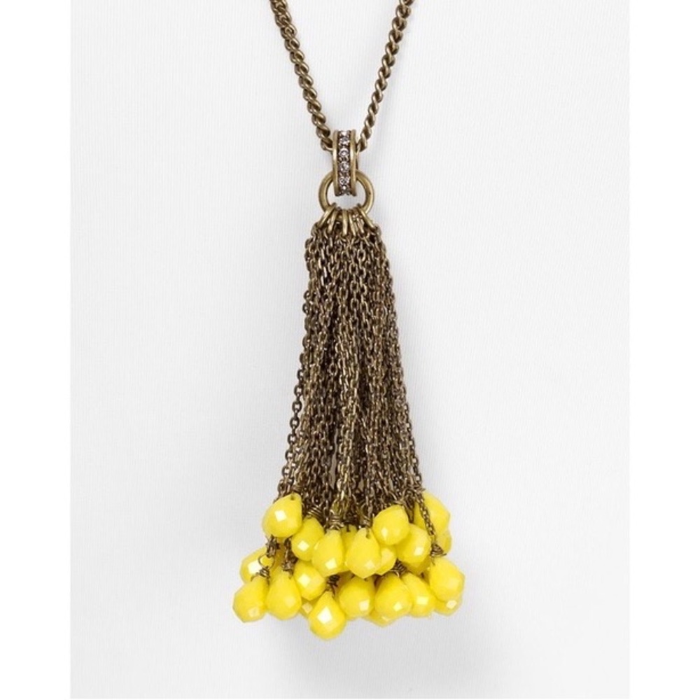 Juicy Couture Briolette Tassel Necklace 31” Vintage Gold Yellow New